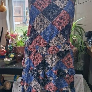 Wrangler Retro Paisley Patchwork Ruffle Dress  Sz XL  100% Rayon